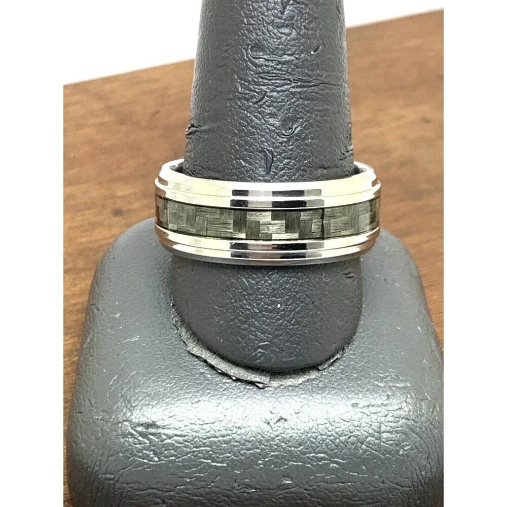 Men's Wedding Band Cobalt Chrome Benchmark Gray Silver 9mm Wide Ring Size 11